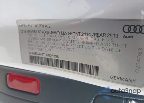 2020 Audi A4 Premium Plus 45 Tfsi Quattro S Tronic from USA, damaged, VIN WAUENAF47LN008396